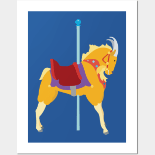 Colorful Carousel Animal Goat Posters and Art